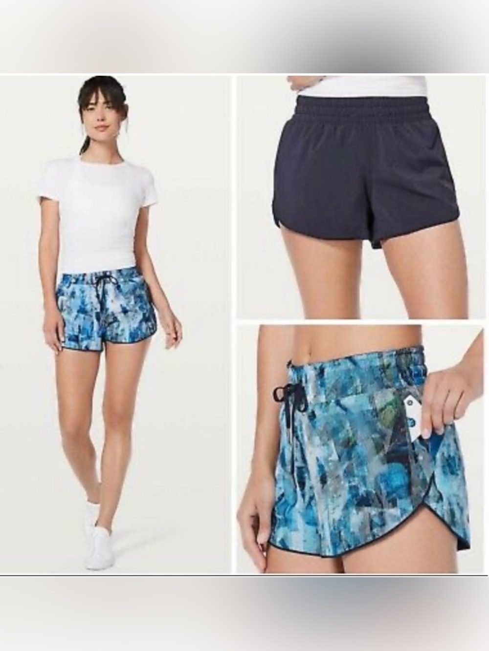Lululemon Choose A Side Short 3" Sun Dazed Blue Black Night Sz 10 Reversible